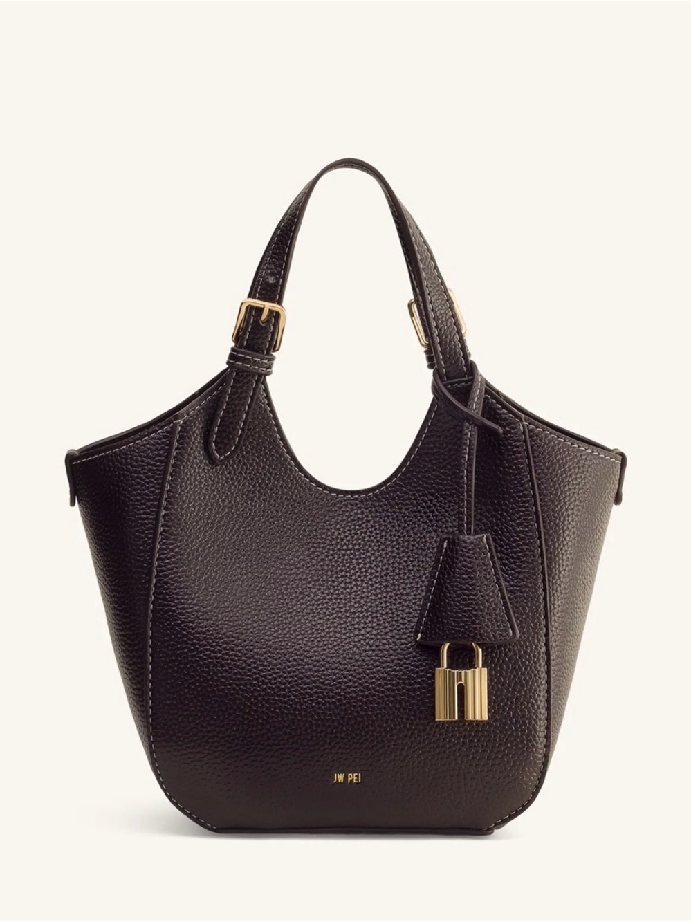 NWT JW PEI Ines Padlock Tote Bag - Dark Brown - Picture 4 of 7